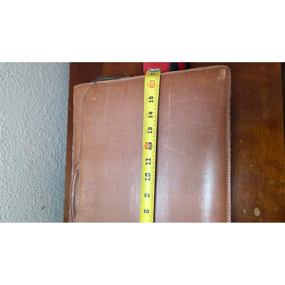 VTG Schlesinger Briefcase Handcrafted Leather Mens Tan Laptop Bag Made in USA